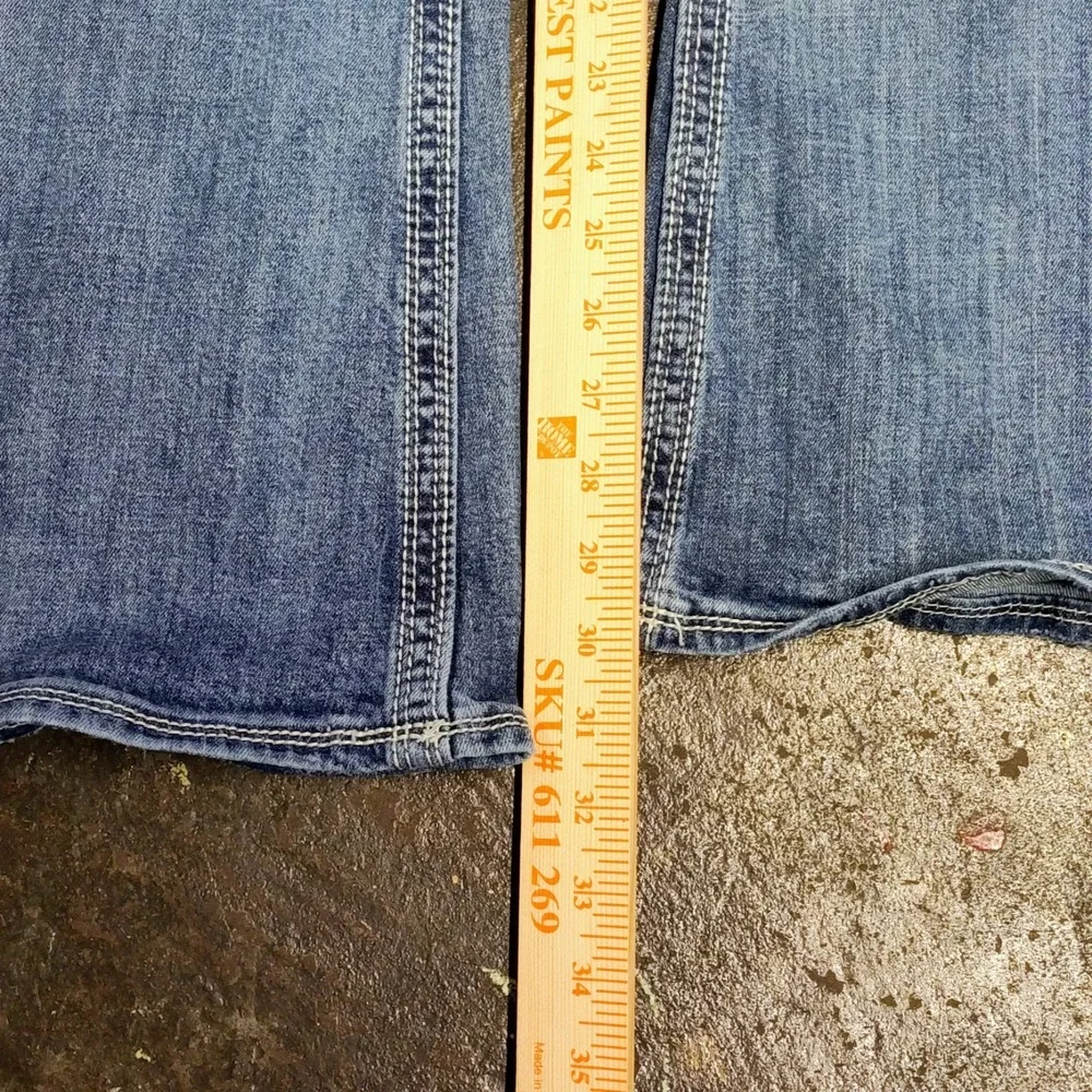 Y2K Studio 5 Low Rise Boot Cut Jeans 28 Womens Skinny Flare McBling Flap 2000s